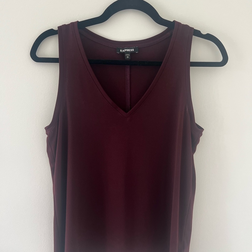 Express Deep Burgundy V-Neck Tank Top